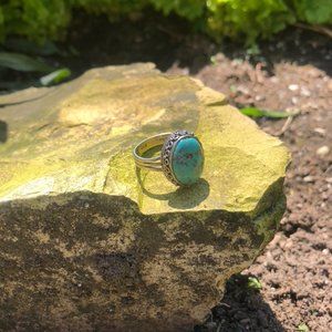 Sterling Silver Turquoise Ring, Size 7.5